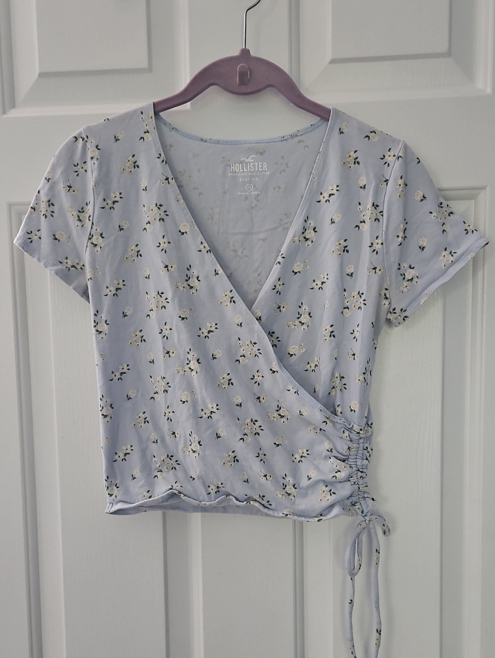 Hollister Light Blue Floral Wrap Crop Top